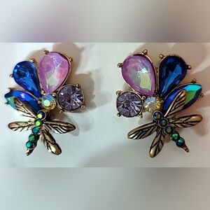 Betsy Johnson Dragonfly crystal rhinestone Earrings